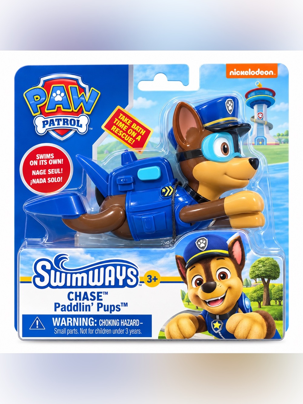 PAW Patrol Swimways Chase Paddlin' Pups Blue Bath or Pool Toy